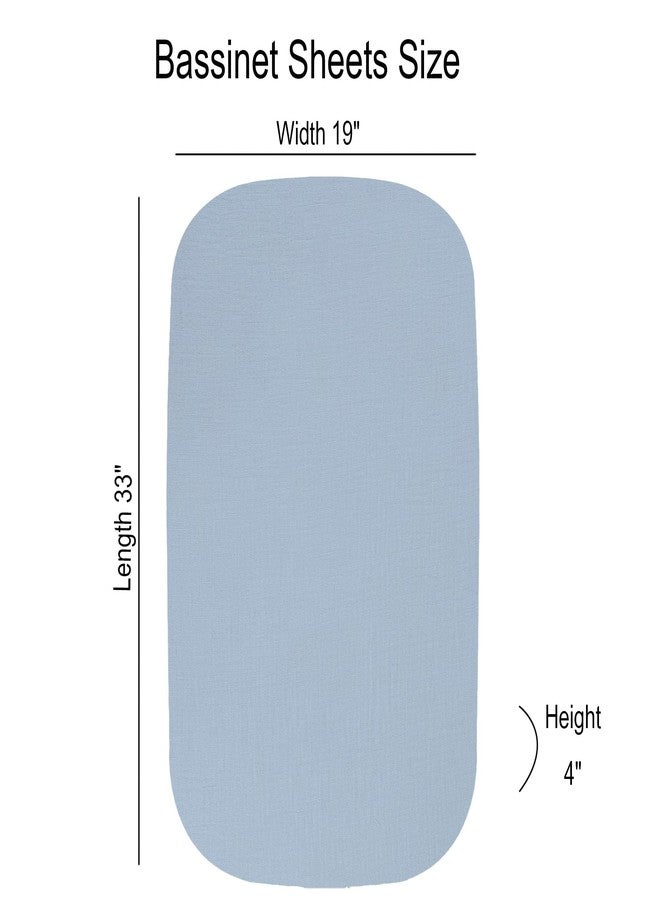 Onacosht Muslin Bassinet Sheets 3 Pack, 100% Cotton Baby Fitted Sheet 33" x 19" Compatible with Mika Micky, KoolaBaby (3 in 1), BabyBond, HARPPA and RICUTON Bedside Bassinet, Beige Green and Sky Blue - Image 3