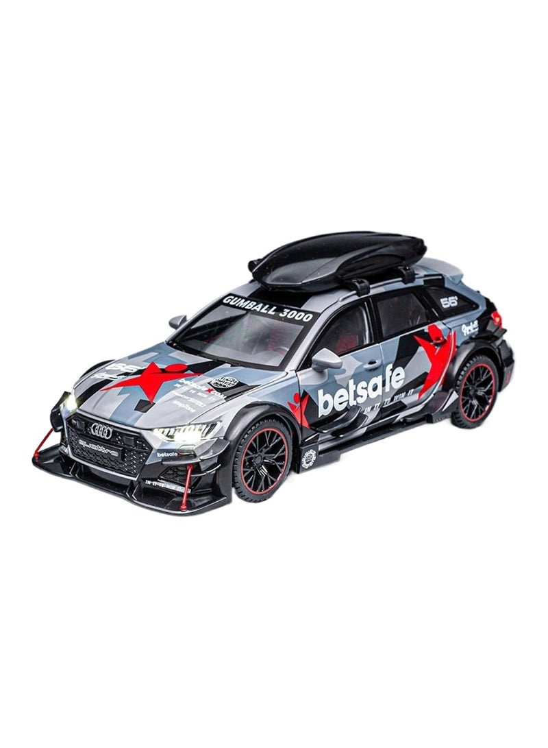 Scale Finished Model Car Die-cast Pull-Back Car Model 1/24 for Audi RS6 Scale Sports Vehicle Model with Sound and Light Miniature Replica Car - Image 1