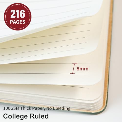 TSFPapier Lined Journal Notebook for Work College Ruled Note Book 5.79"x8.27" A5 PU Leather Daily Journaling 216 Pages for Women Men Writing Home School Supplies Business (BlackRed) - Image 3