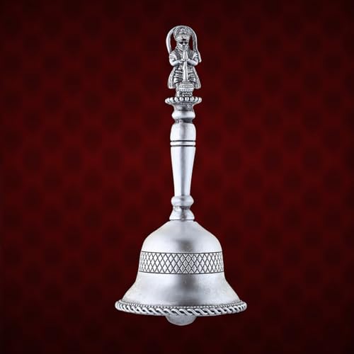 PRD CARATCAFE Sterling Silver Pooja Bell Ghanti for Mandir Pooja Article, Decorative Silver Bell for Home, Indian Style in Pure Silver 925 | Multiple Designs | (Hanuman) - Image 2