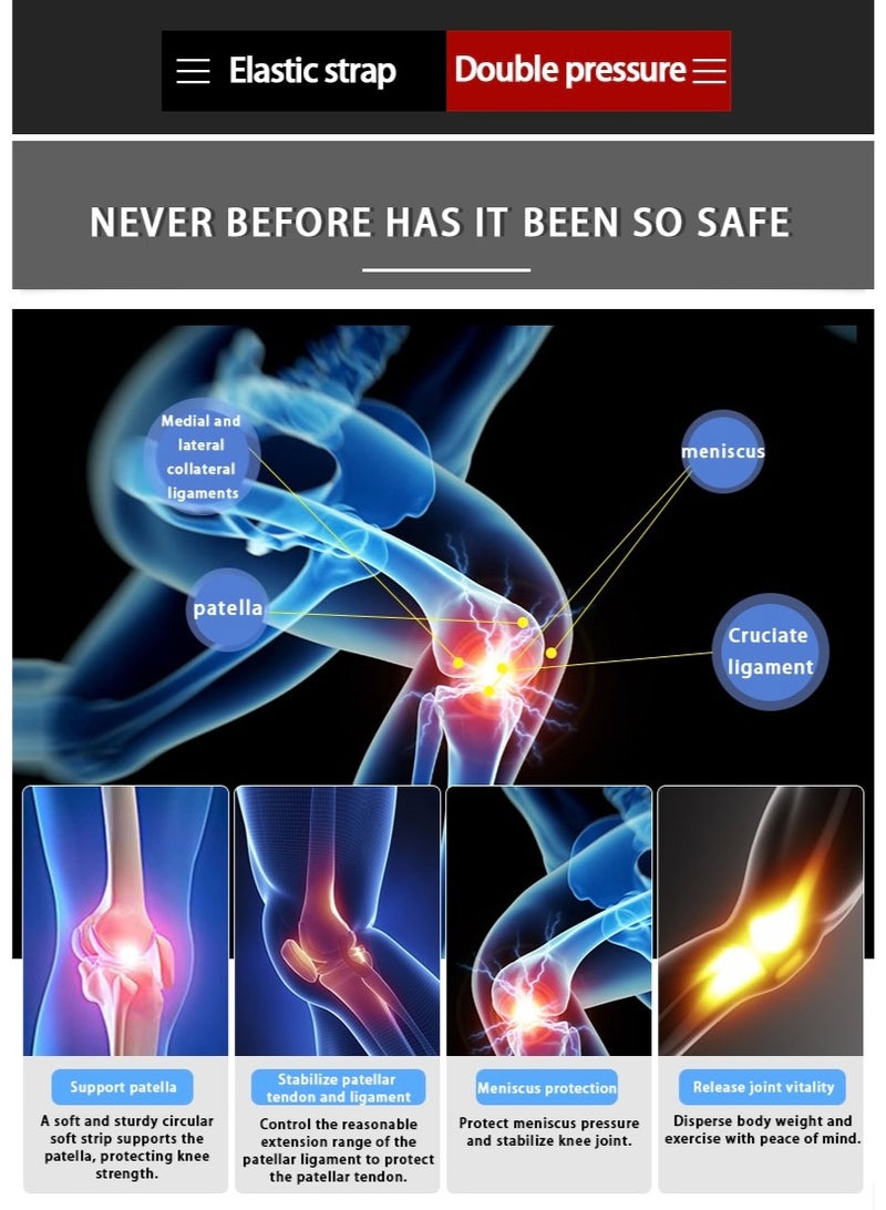 رئيس زوج من مشد للركبة بحزام مزدوج لدعم الرضفة وحماية الغضروف - قابل للتعديل لتخفيف إصابات الأربطة، مصنوع من النيوبرين التنفس للجري وكرة السلة والدراجات (مناسب للرجال والنساء) - Image 2