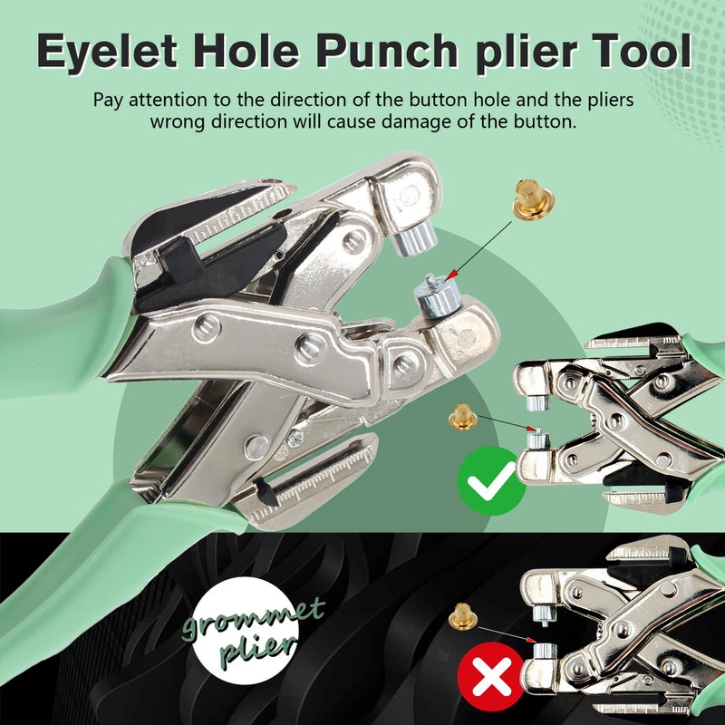 SHRJ Grommet Eyelet Pliers Kit 3/16 1/8 Multi-Size Eyelets Hole Punch Plier with 160Pcs Metal Grommets Heavy Duty Eyelet Pliers Rivet Press Tool Set for Leather Tarps Clothes Belt Crafts - Image 5
