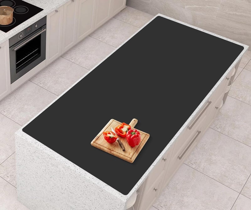 AECHY Silicone Mats for Kitchen Counter 47x236x008 Largest Heat Resistant Mat Shipped Rolled Up Kitchen Island Silicone Countertop Protector Mat Nonslip Extra Large Counter Mat Black