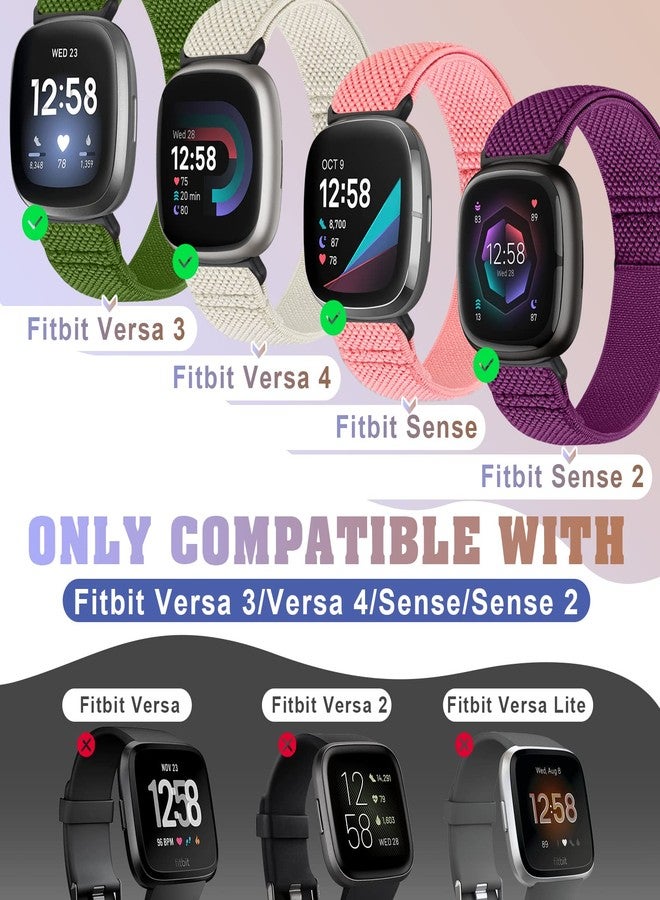 Bcuckood Compatible with Fitbit Versa 4/Versa 3/Fitbit Sense 2/Sense Band Women Men, 5 Pack Elastic Nylon Soft Adjustable Stretchy Solo Loop Replacement Strap for Fitbit Versa 4/Versa 3/Sense 2/Sense - Image 2