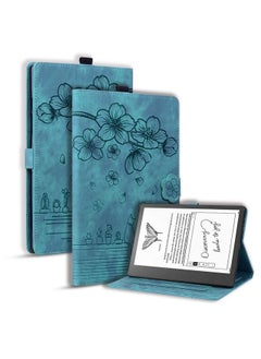 Case Cover For Amazon Kindle Scribe 10.2 2022 Cartoon Sakura Cat Embossed Smart Leather Tablet Case Green
