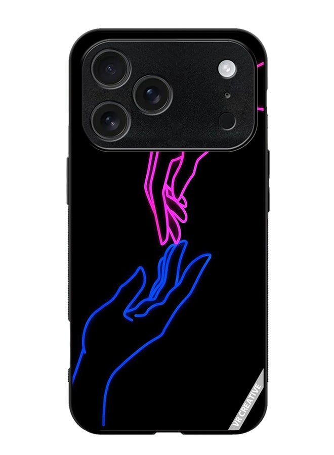 VR CREATIVE Protective Case Cover For Apple iPhone 17 Pro Max Hands In Neon Lights Design Multicolour