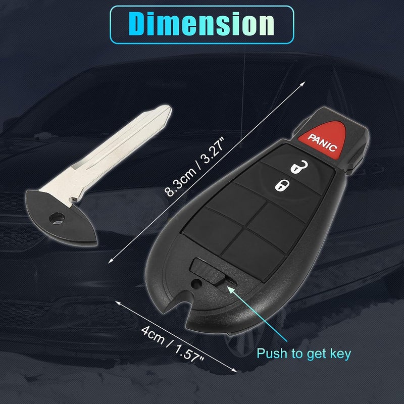 X AUTOHAUX Replacement Keyless Entry Remote Car Key Fob M3N5WY783X 433Mhz for Dodge Grand Caravan Challenger Charger Durango for Ram 3 Button with Door Key NO. 56046707AG/5026101AD/68043590AA - Image 5