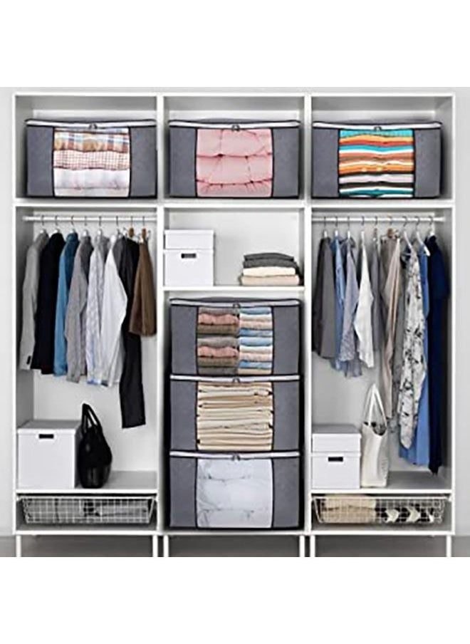 Arabest - 5 large storage bags, clothes storage box, foldable closet organizer storage container with durable handle, thick fabric, suitable for blankets quilts clothes bedding 90L. - Image 1