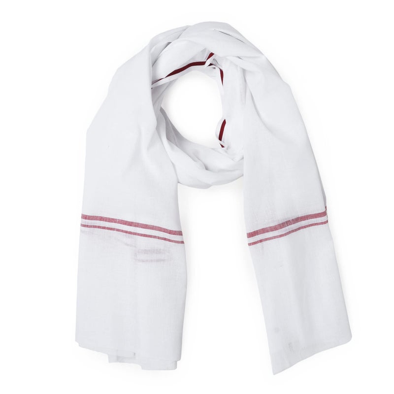 DOKCHAN Cotton Skin Friendly Summer Shrink Proof Pure Cotton Bath Towel Gamcha Soft 100% Men Boys All Purpose Handloom White Pack 01 - Image 4
