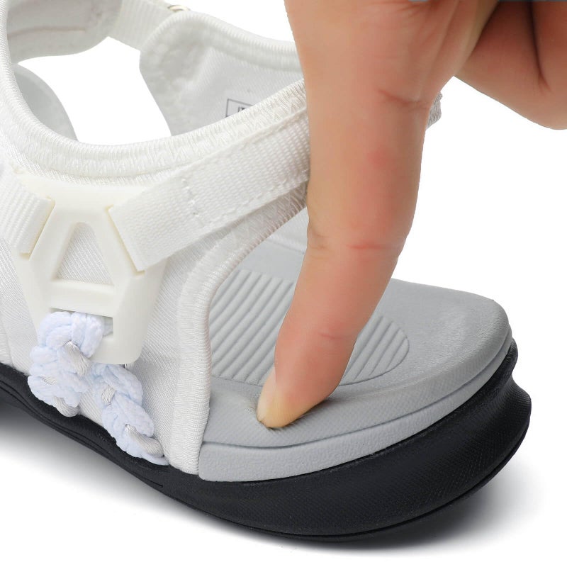 UBFEN Womens Hiking Comfort Sport Sandals Beach Vacation Camping Casual Sport Sandals with Adjustable Straps and Arch Support Size US 7 White - Image 2