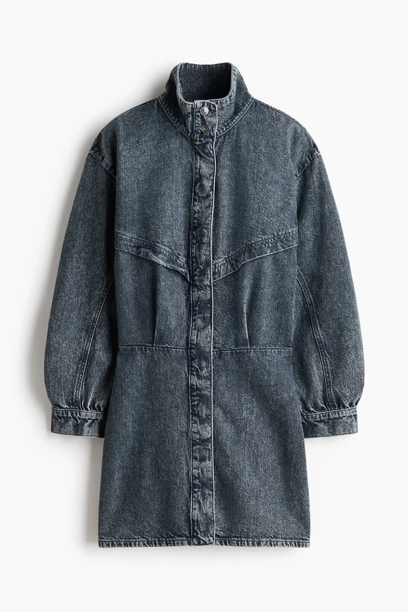 Button-front denim dress