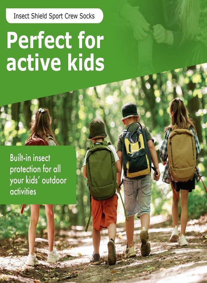 Insect Shield Kids Sport Crew Sock, Padded Athletic Crew Socks With Odorless & Invisible Permethrin Insect & Tick Protection, White, Youth Medium - Image 3