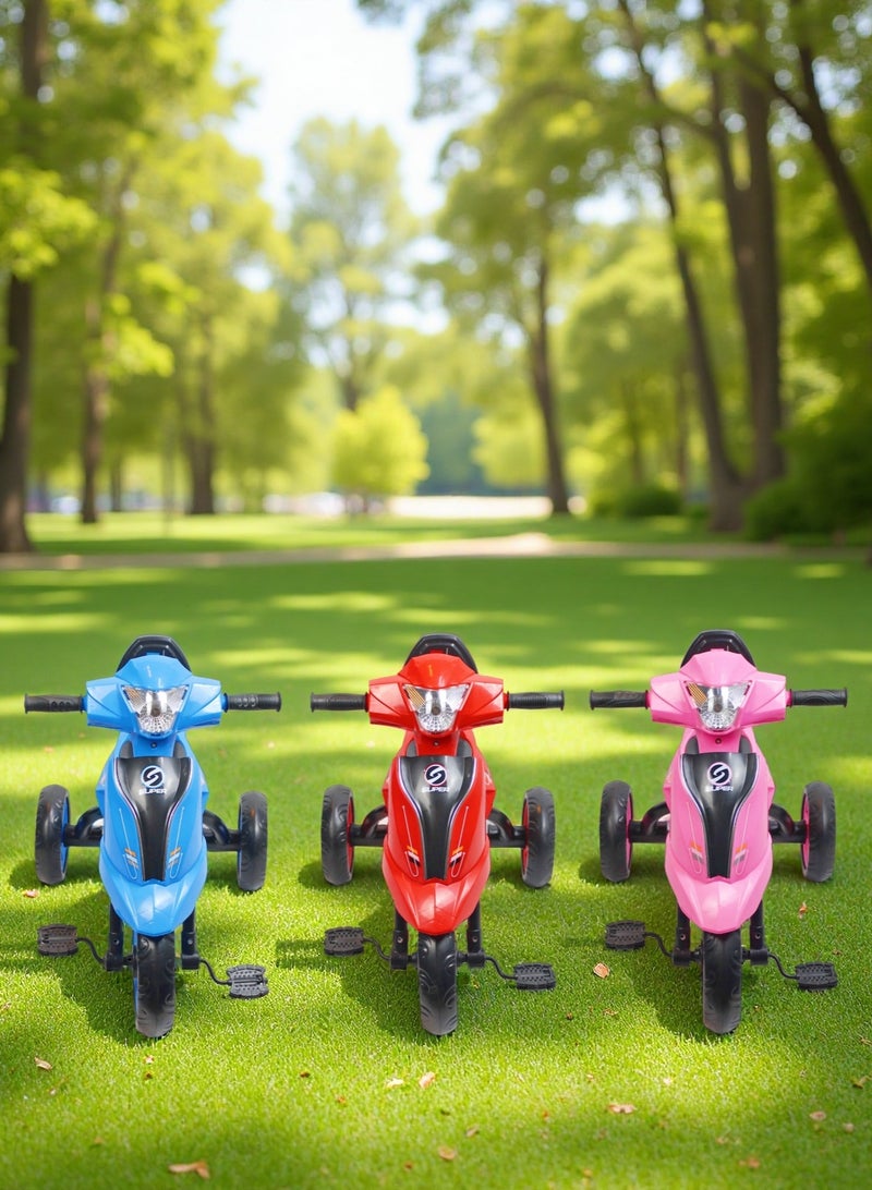 EASY FUTURE Baby Tricycle Ride-On Toy with Light and Music - Kids Bicycle Cycle, Available in Blue/Red/Pink Package Include Protective Gear Set - Image 5