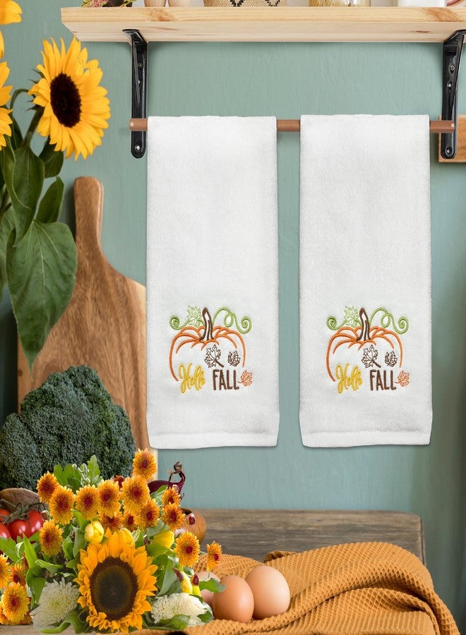 Hexagram Fall Hand Towels Set of 2, Hello Fall Bathroom Embroidered Towels, Pumpkin Hand Towel for Bathroom 14" x 30", Autumn Decorations for Home - Image 5