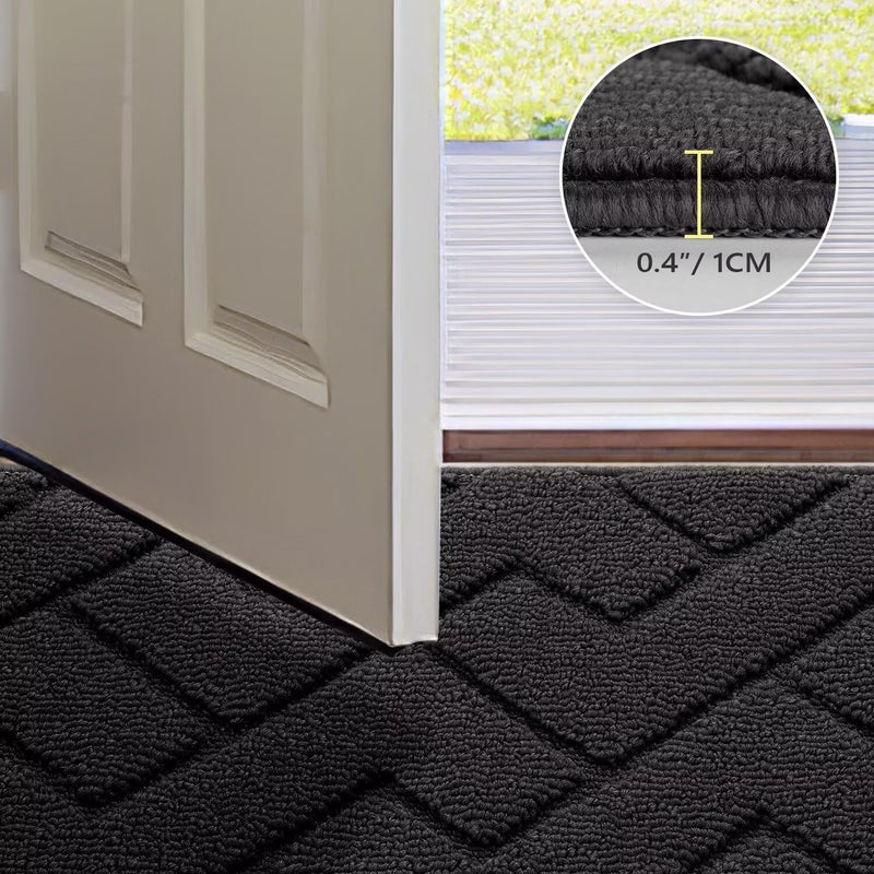 hicorfe Indoor Door Mat,Non Slip Door Mats,32"x48" Front Back Door Mat Rubber Backing,Absorbent Resist Dirt Entrance Inside Floor Mats for Entryway Washable Low-Profile(Charcoal) - Image 4
