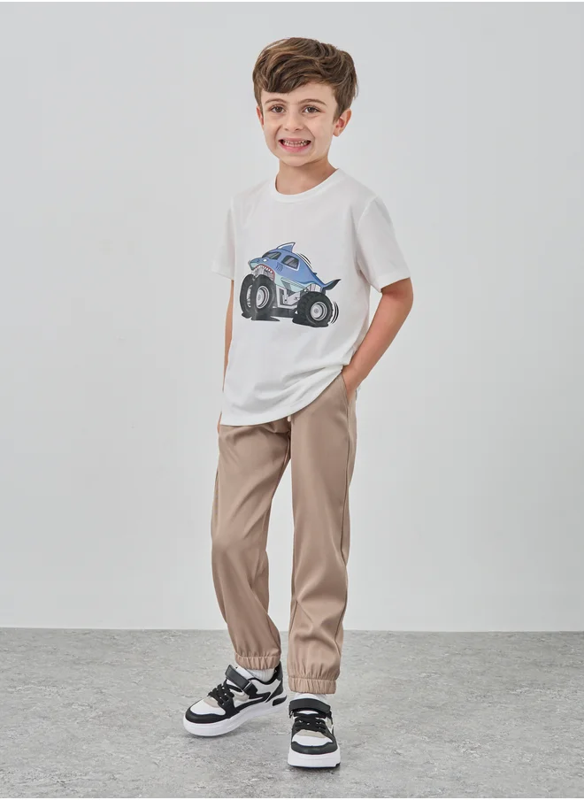 ستايلي Styli Solid Mid Rise Joggers with Drawstring