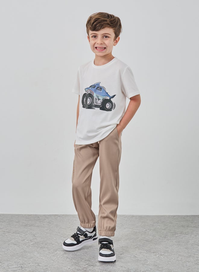 Styli Solid Mid Rise Joggers with Drawstring - Image 2