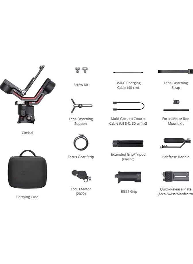 dji DJI RS 3 Combo - 3-Axis Gimbal Stabilizer for DSLR and Mirrorless Camera, Automated Axis Locks, 1.8" OLED Touchscreen, RS Stabilization Algorithm, black, UAE Version with Official Warranty Support  - Image 3