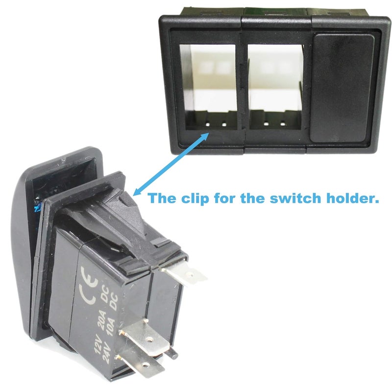 X-Haibei Marine 2 Position Rocker Switch On Off 12V 24V SPST Waterproof with Blue LED Light - Image 3