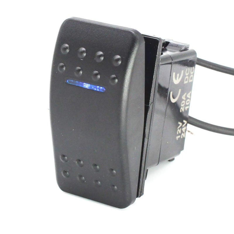 X-Haibei Marine 2 Position Rocker Switch On Off 12V 24V SPST Waterproof with Blue LED Light - Image 1