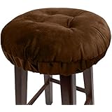 Augld Bar Stool Cushion Covers -Anti-Slip Padded Round Chiar Cushion 12" Velvet Coffee - Image 1