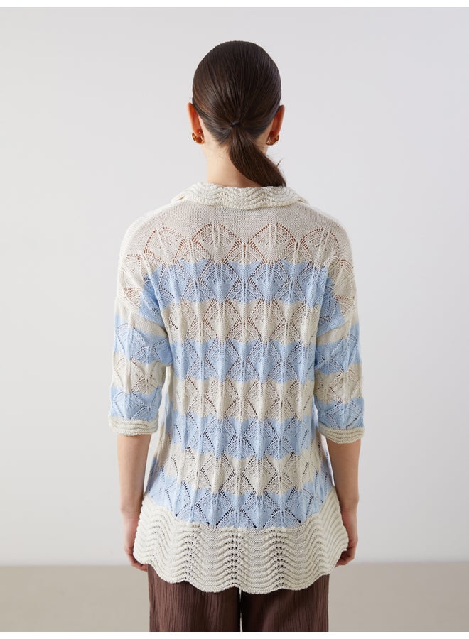 LC WAIKIKI Polo Neck Striped Women's Knitwear Sweater - Image 4
