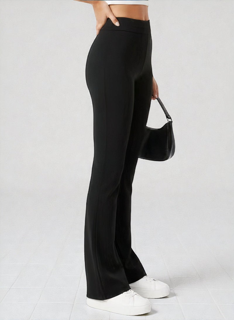 Soft Steps Women’s High Waist Flared Leggings – Stretchy Bootcut Yoga Pants – Black Size XXL - Image 2