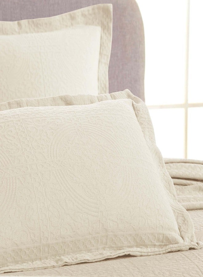 Superior Cotton Fleur De Lis Bedspread Set, Warm Blankets, All-Season Bedding, Bedroom Decor, Decorative Boho Medallion Coverlet, Includes 1 Bedspread, 2 Pillow Shams, King, Ivory - Image 5