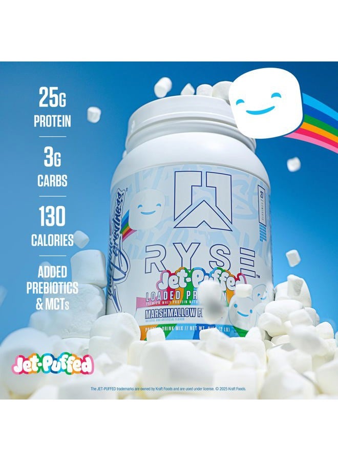 RYSE Up Supplements RYSE Loaded Protein Powder - Jet-Puffed Marshmallow - 25g Whey Protein Isolate & Concentrate with Prebiotic Fiber & MCTs - Low Carb, Low Sugar, Digestive-Friendly - 20 Servings / 1.5 lb Tub - Image 4