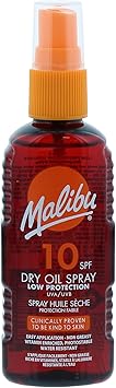 Malibu Sun SPF 10 NonGreasy Dry Oil Spray for Tanning Low Protection Water Resistant 100ml - Image 1