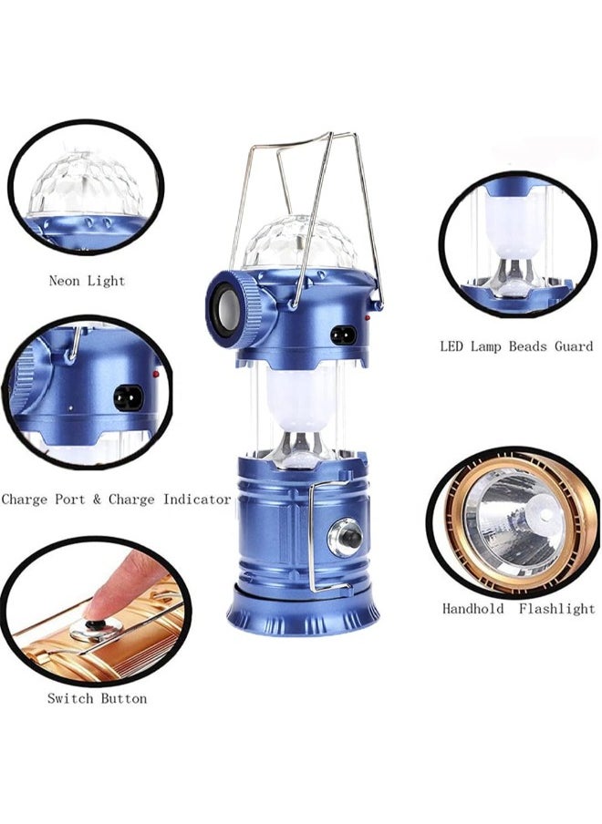Generic - Solar Rechargeable Camping Lantern  with Rotating Magic Effect Ball, Portable Flashlight (1 W + 6 Led+ 3 color LED) with USB output for  mobile charging, 220 v code(XF-5801) - Image 1