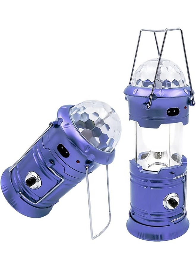 Generic - Solar Rechargeable Camping Lantern  with Rotating Magic Effect Ball, Portable Flashlight (1 W + 6 Led+ 3 color LED) with USB output for  mobile charging, 220 v code(XF-5801) - Image 1