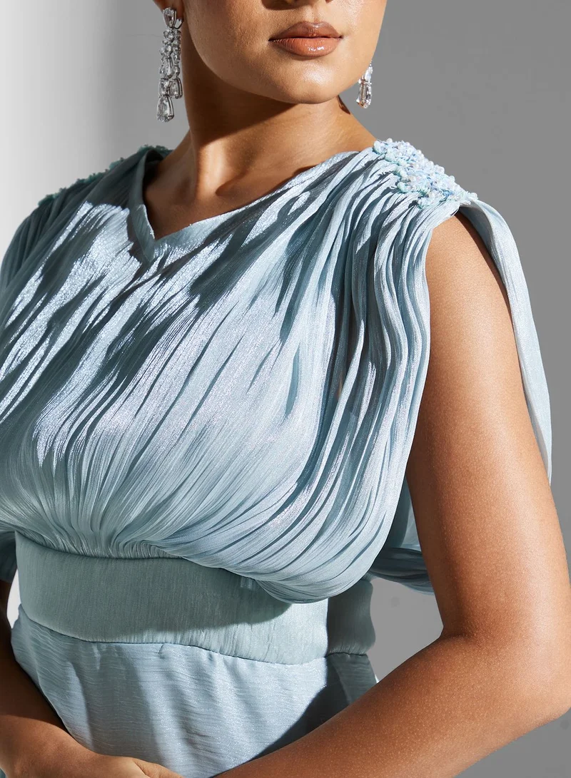 Namshi X Zena Louay Zena Louay Ruched Detail Dress With Slit