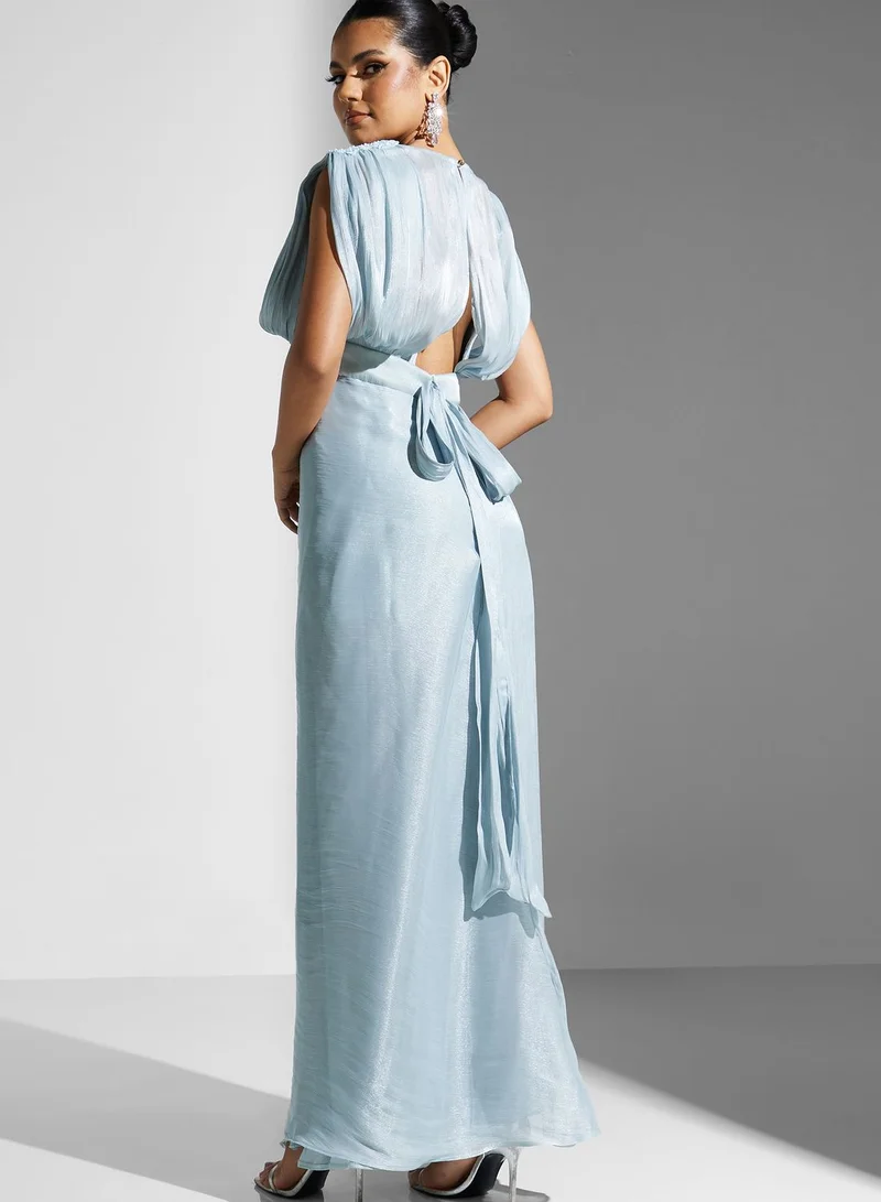 Namshi X Zena Louay Zena Louay Ruched Detail Dress With Slit