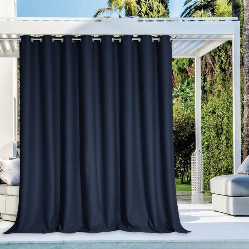 NICETOWN NICETOWN Patio Door Navy Blue Curtains Waterproof 95 Length 120 Wide Thermal Insulated Rustproof Ring Top Blackout Sunlight Reducing Outdoor Indoor Window Drapes for Porch Sold by Individual 