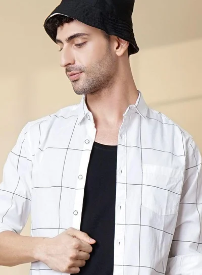 The Indian Garage Co Men Slim Fit Checkered Full Sleeves Spread Collar Casual Shirt