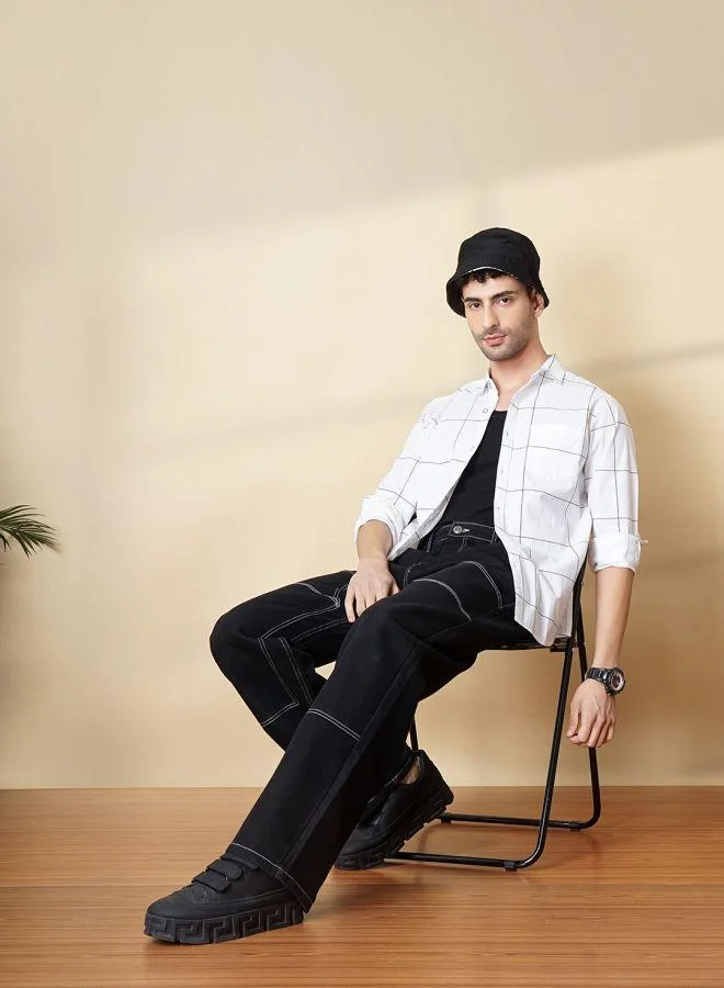The Indian Garage Co Men Slim Fit Checkered Full Sleeves Spread Collar Casual Shirt