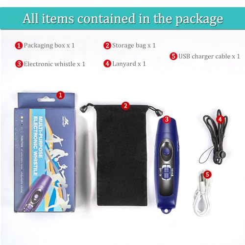 Charlux Electronic Whistle Rechargeable for Referees Coaches Teachers Electric Whistle Handheld Whistles with USB Charging for Outdoor Sports Games Emergency Whistle with Lanyard 4 Tones High Volume, Blue - Image 5