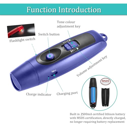 Charlux Electronic Whistle Rechargeable for Referees Coaches Teachers Electric Whistle Handheld Whistles with USB Charging for Outdoor Sports Games Emergency Whistle with Lanyard 4 Tones High Volume, Blue - Image 3