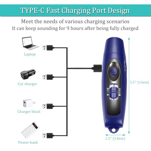 Charlux Electronic Whistle Rechargeable for Referees Coaches Teachers Electric Whistle Handheld Whistles with USB Charging for Outdoor Sports Games Emergency Whistle with Lanyard 4 Tones High Volume, Blue - Image 2