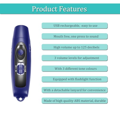Charlux Electronic Whistle Rechargeable for Referees Coaches Teachers Electric Whistle Handheld Whistles with USB Charging for Outdoor Sports Games Emergency Whistle with Lanyard 4 Tones High Volume, Blue - Image 4