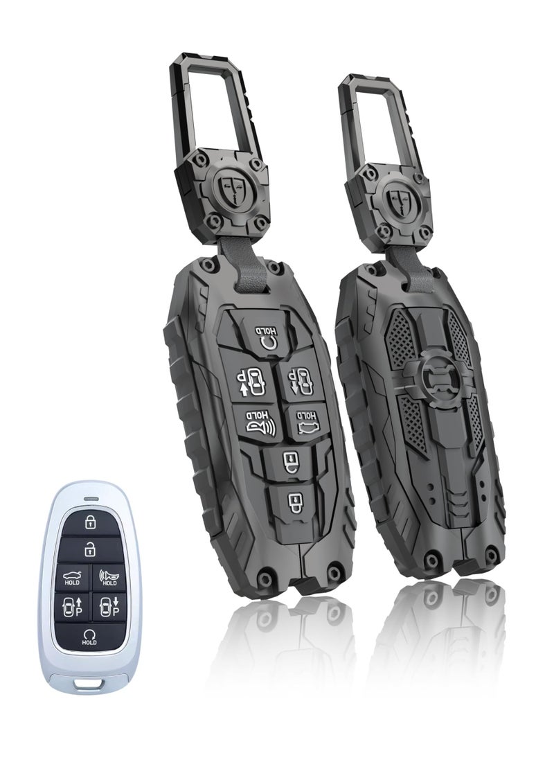 TALKMOON Key Fob Cover for Hyundai 7 Buttons Key CaseHeavy Key Shell Protector Keychain Accessories for 2024 2023 2022 Hyundai Sonata Santa Fe Nexo Tucson Palisade Key Fob ModelBBlack - Image 2