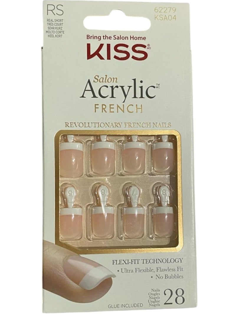 KISS Salon Acrylic French 28 Nails KSA04C Size RS - Image 2