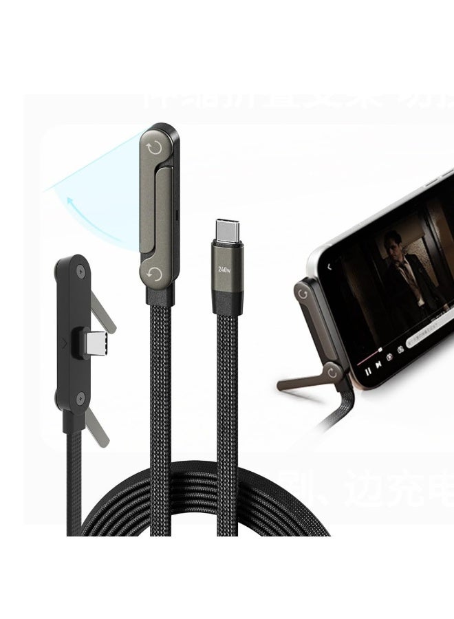Verilux® PD 240W Type C Cable Fast Charging with Stand, 6.6Ft Nylon C Type Charger Cable with 480MBPS Data Transfer, C Type Cable Right Angle for iPhone 17/17 Pro/17 Por Max/16/15, Galaxy S25/S24 - Image 1