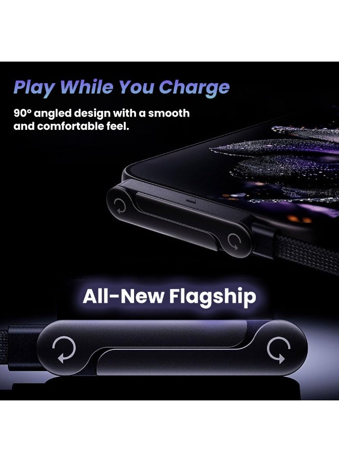 Verilux® PD 240W Type C Cable Fast Charging with Stand, 6.6Ft Nylon C Type Charger Cable with 480MBPS Data Transfer, C Type Cable Right Angle for iPhone 17/17 Pro/17 Por Max/16/15, Galaxy S25/S24 - Image 5