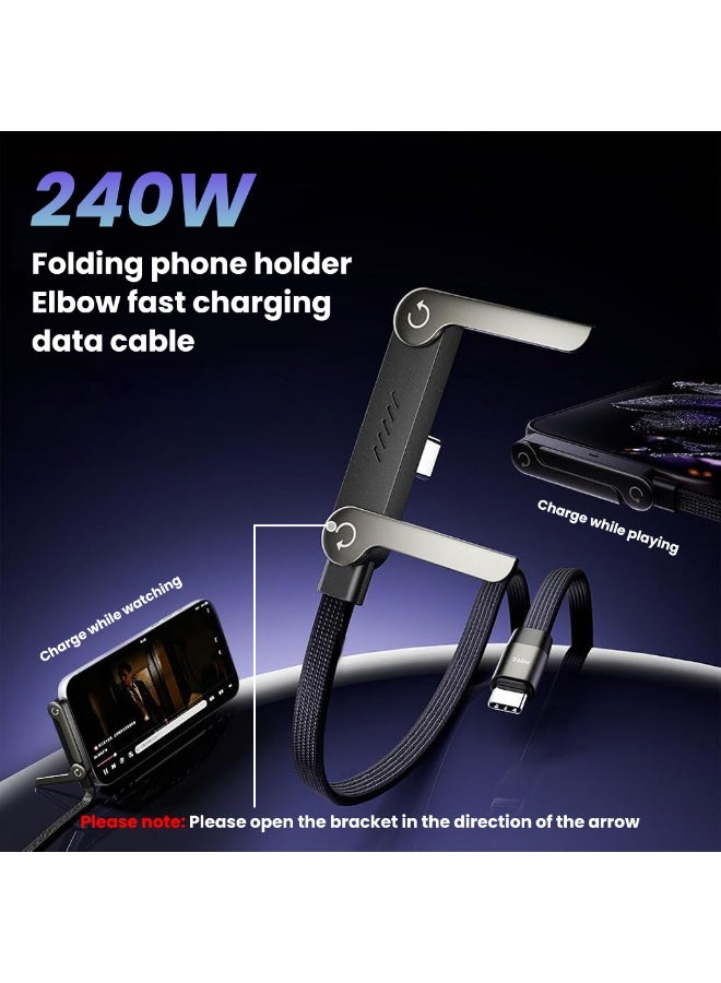 Verilux® PD 240W Type C Cable Fast Charging with Stand, 6.6Ft Nylon C Type Charger Cable with 480MBPS Data Transfer, C Type Cable Right Angle for iPhone 17/17 Pro/17 Por Max/16/15, Galaxy S25/S24 - Image 4