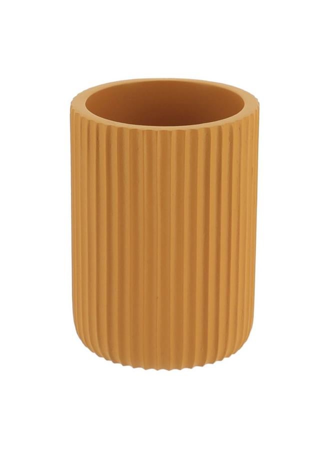 Tendance Round Shaped Striated Polyresin Bathroom Tumbler Mustard Yellow 61103199  - Image 2