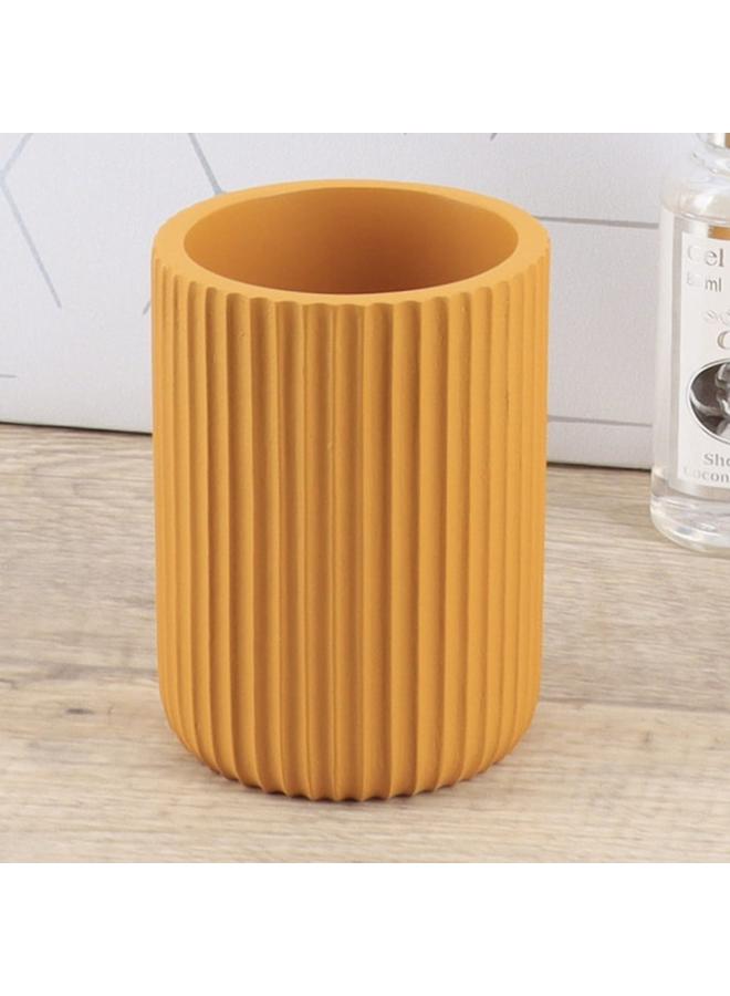 Tendance Round Shaped Striated Polyresin Bathroom Tumbler Mustard Yellow 61103199  - Image 3
