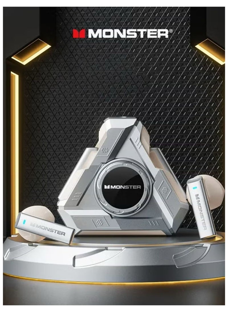 Monster Monster XKT22 Wireless Bluetooth Earbuds Gaming Headphones Deep Bass Low Latency Game Headset with Built-in Microphone Noise Canceling Silver - Image 2