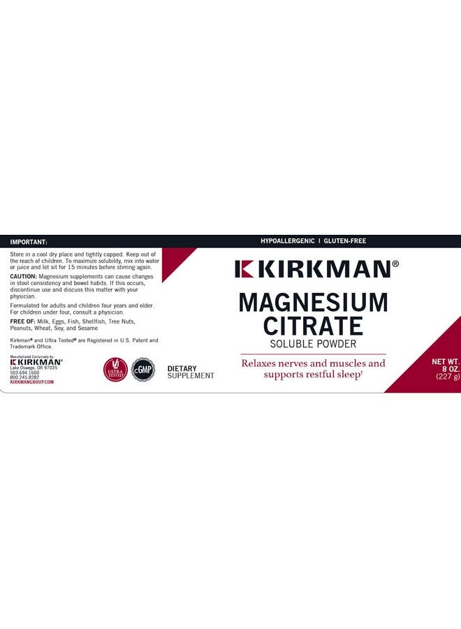 Kirkman Magnesium Citrate Soluble Powder - Hypo, 227gm/8oz - Image 3